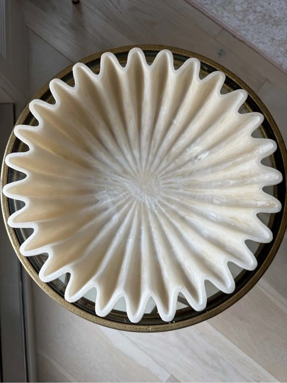 Cream Decorative Rippled Bowl - Home 12 inch round 3 inch tall